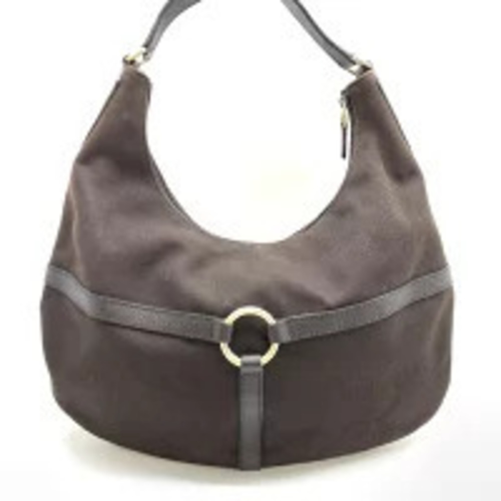 Gucci Hobo Bag Shoulder Handbag Canvas Leather Dark Brown - Picture 4 of 8